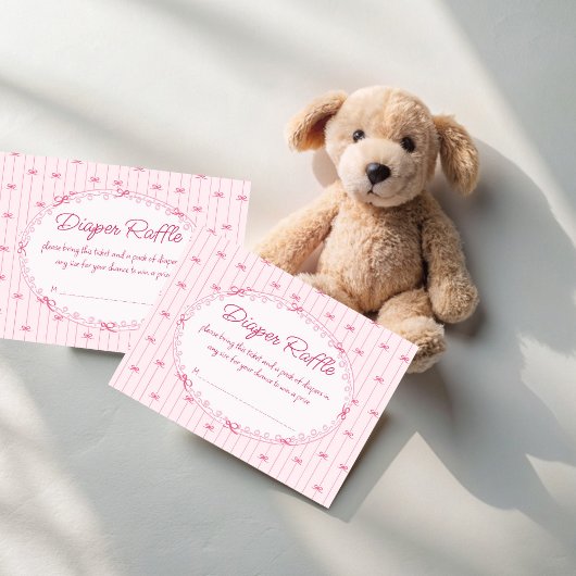 Pink preppy hand drawn baby shower diaper raffle informatiekaartje