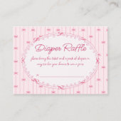 Pink preppy hand drawn baby shower diaper raffle informatiekaartje (Voorkant)