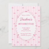 Pink preppy hand drawn birthday party kaart (Voorkant)