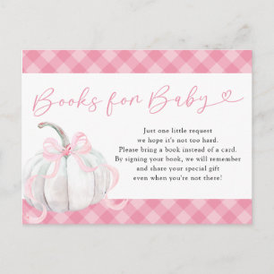 Pink Preppy Pumpkin Boeken voor Baby Uitnodiging Briefkaart
