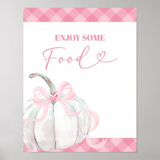 Pink Preppy Pumpkin Girl's Birthday Food Poster (Voorkant)