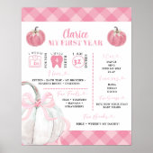 Pink Preppy Pumpkin Girl's eerste verjaardagsbord Poster (Voorkant)