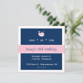 Pink Preppy Whale Birthday Kaart (Staand voorkant)