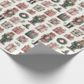Pink Presents with Holiday Nutcracker Cadeaupapier (Hoek)
