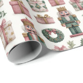 Pink Presents with Holiday Nutcracker Cadeaupapier (Rol Hoek)