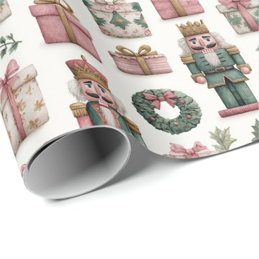 Pink Presents with Holiday Nutcracker Cadeaupapier (Rol Hoek)