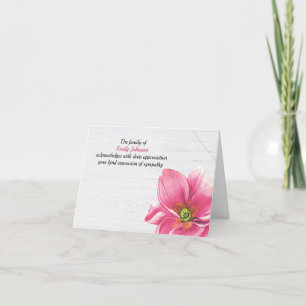 Pink Primrose Bloedvat Sympathie Dank u Bedankkaart