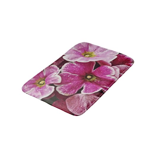 Pink Primrose Flowers Bath Mat Rug (Gekanteld)