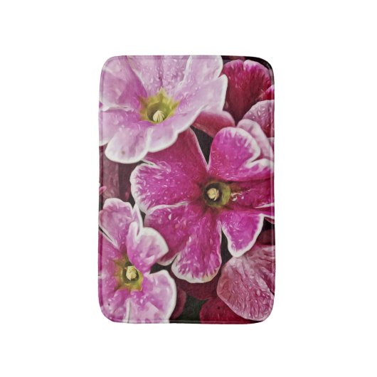 Pink Primrose Flowers Bath Mat Rug (Voorkant Verticaal)