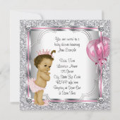 Pink Princess Afro-Amerikaans Baby shower Kaart (Achterkant)