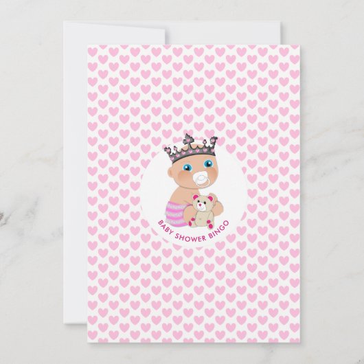 Pink Princess Baby shower Baby Bingo spel Kaart (Achterkant)