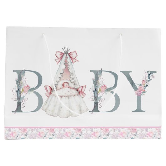 Pink Princess Baby shower Baby Gift Groot Cadeauzakje (Achterkant)