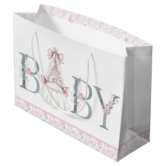 Pink Princess Baby shower Baby Gift Groot Cadeauzakje (Achterkant Gekanteld)