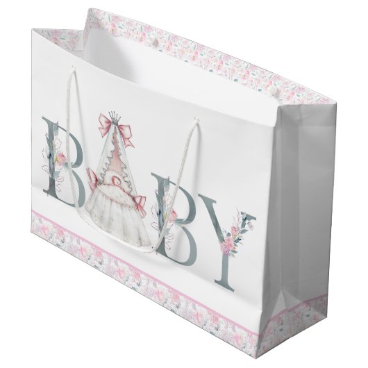 Pink Princess Baby shower Baby Gift Groot Cadeauzakje (Voorkant Gekanteld)