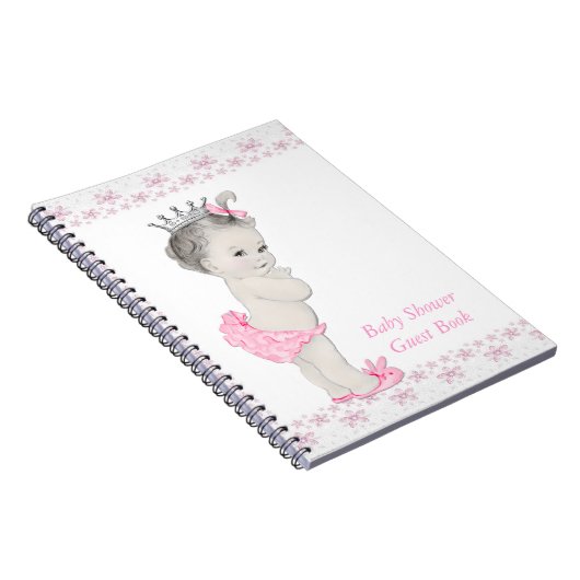 Pink Princess Baby shower gastenboek Notitieboek (Rechterzijde)