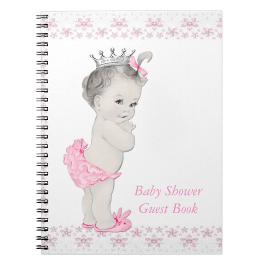 Pink Princess Baby shower gastenboek Notitieboek (Voorkant)