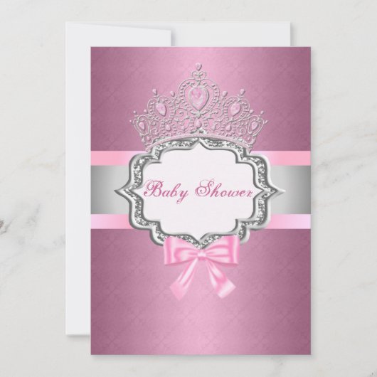 Pink Princess Baby shower Invitation Kaart (Voorkant)