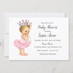 Pink Princess Baby shower Invitation Kaart