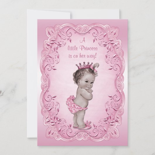 Pink  Princess Baby shower Kaart (Voorkant)