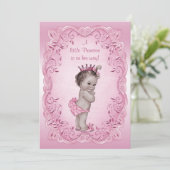 Pink  Princess Baby shower Kaart (Staand voorkant)