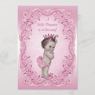 Pink  Princess Baby shower Kaart