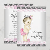 Pink Princess Baby shower Kaart (Voorkant / Achterkant)