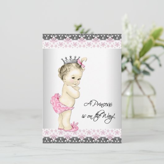 Pink Princess Baby shower Kaart (Staand voorkant)