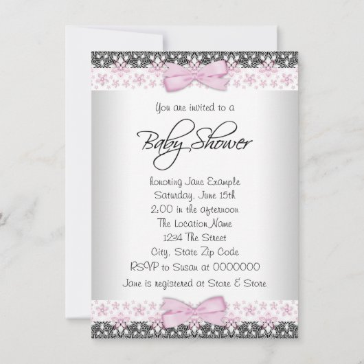 Pink Princess Baby shower Kaart (Achterkant)