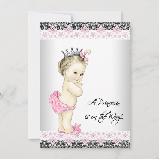 Pink Princess Baby shower Kaart (Voorkant)