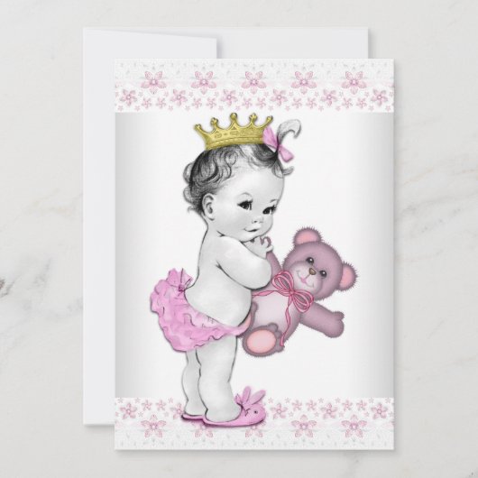 Pink Princess Baby shower Kaart (Voorkant)