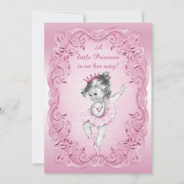 Pink Princess Ballerina Baby shower Kaart
