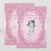 Pink  Princess Ballerina Baby shower Kaart (Voorkant / Achterkant)