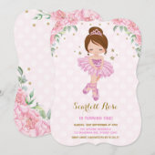 Pink Princess Ballerina Birthday Invite Tutu Party Kaart (Voorkant / Achterkant)