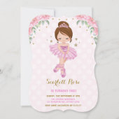 Pink Princess Ballerina Birthday Invite Tutu Party Kaart (Voorkant)