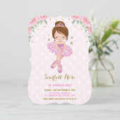 Pink Princess Ballerina Birthday Invite Tutu Party Kaart (Staand voorkant)