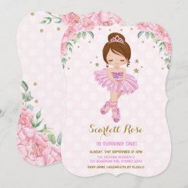 Pink Princess Ballerina Birthday Invite Tutu Party Kaart