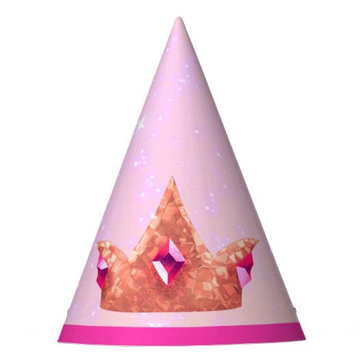 Pink Princess Birthday Party Hat Feesthoedjes (Voorkant)