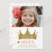 Pink Princess Birthday Party Kaart (Voorkant / Achterkant)