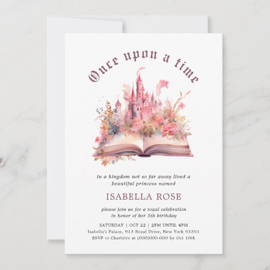 Pink Princess Birthday Uitnodiging (Voorkant)