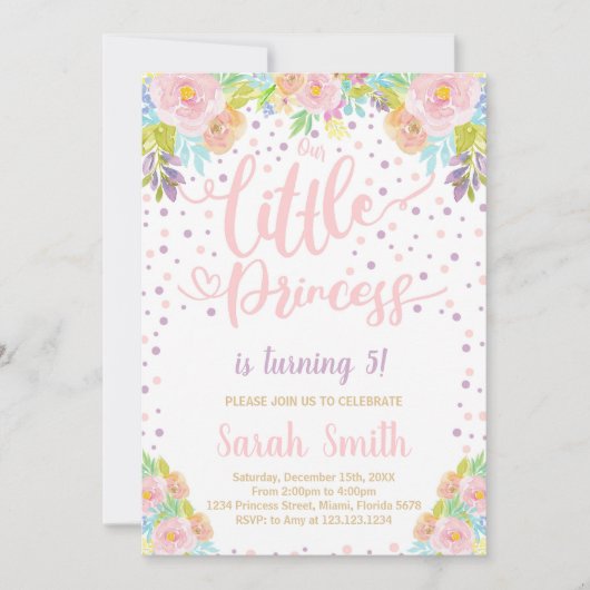 Pink Princess Birthday Uitnodiging (Voorkant)