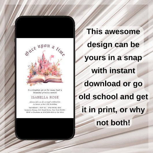 Pink Princess Birthday Uitnodiging