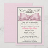 Pink Princess Bowed Invite Kaart (Voorkant / Achterkant)