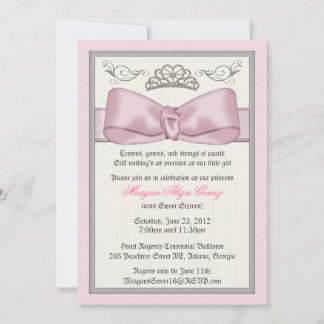 Pink Princess Bowed Invite Kaart