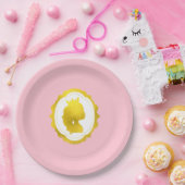 Pink Princess Cameo Birthday Papieren Bordje (Feest)