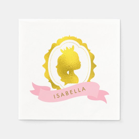 Pink Princess Cameo Birthday Servetten (Voorkant)