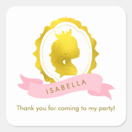 Pink Princess Cameo Birthday Vierkante Sticker