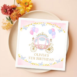 Pink Princess Carriage Girl Birthday Party Servet