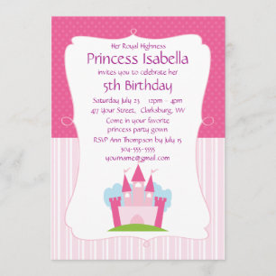 Pink Princess Castle Birthday Kaart