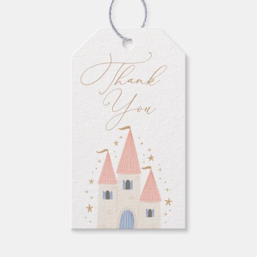 Pink Princess Castle Girl Birthday Party Cadeaulabel (Voorkant)