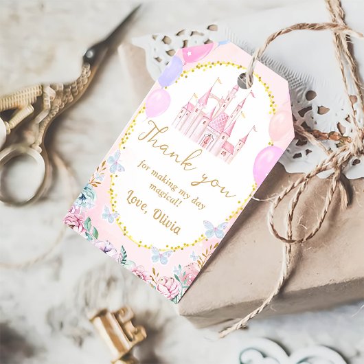 Pink Princess Castle Girl Birthday Party Cadeaulabel